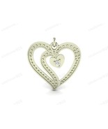 Heart Shape Diamond Stone Handmade 925 Sterling Silver Modern Pendant Je... - $49.63 CAD