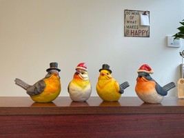 Resin Holiday Twittering Bird 4Asst 5.5x4.25X2.75in decorative Tabletop Figurine - £16.30 GBP