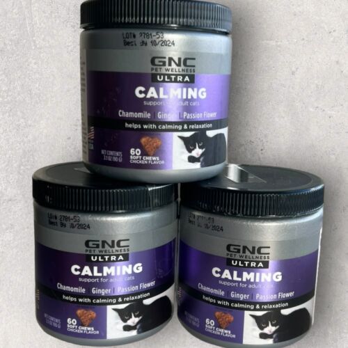 3 x GNC Pets Advanced Pet Supplements CAT Calming Soft Chews 60ct EA 10