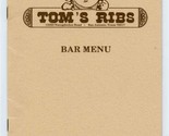 Tom&#39;s Ribs Bar Menu Nacogdoches Road San Antonio Texas - $17.80