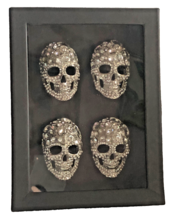 Halloween Tahari Skull Rhinestone Napkin Rings Set 4 Gothic Halloween Bling - £31.76 GBP