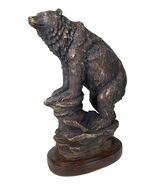 Country Rustic Black Bear Climbing On River Rocks Figurine With Faux Woo... - €53,77 EUR