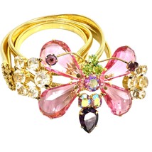 Schreiner NY Ruffle Butterfly Belt/Necklace pink green gold tone keyston... - $711.91