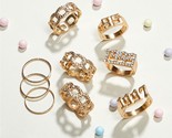 Luxury bling crystal number knuckle finger rings charm geometric hollow curb cuban thumb155 crop