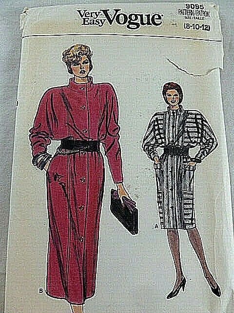 Vintage Vogue 9095 Misses 1980s Dress Sewing Pattern Size 8 10 12 Shoulder Pads - £11.44 GBP