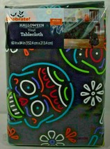 Sugar Skulls Halloween Dia de los Muertos Vinyl Lined Tablecloth 60 x 84 - £7.52 GBP