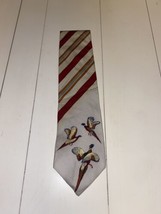 saddle club Tie Men Beautiful candy stripe pheasant neck tie 100% silk vintage - £27.61 GBP