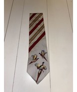 saddle club Tie Men Beautiful candy stripe pheasant neck tie 100% silk v... - $47.80 CAD