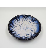 Studio Art Pottery Blue and White Glaze Trinket Candy Vanity Dish Signed - £11.80 GBP