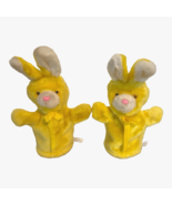 Vtg Yellow Easter Bunny Hand Puppets Plush Pair Both Rabbits Jehvani Tai... - $279.69 MXN