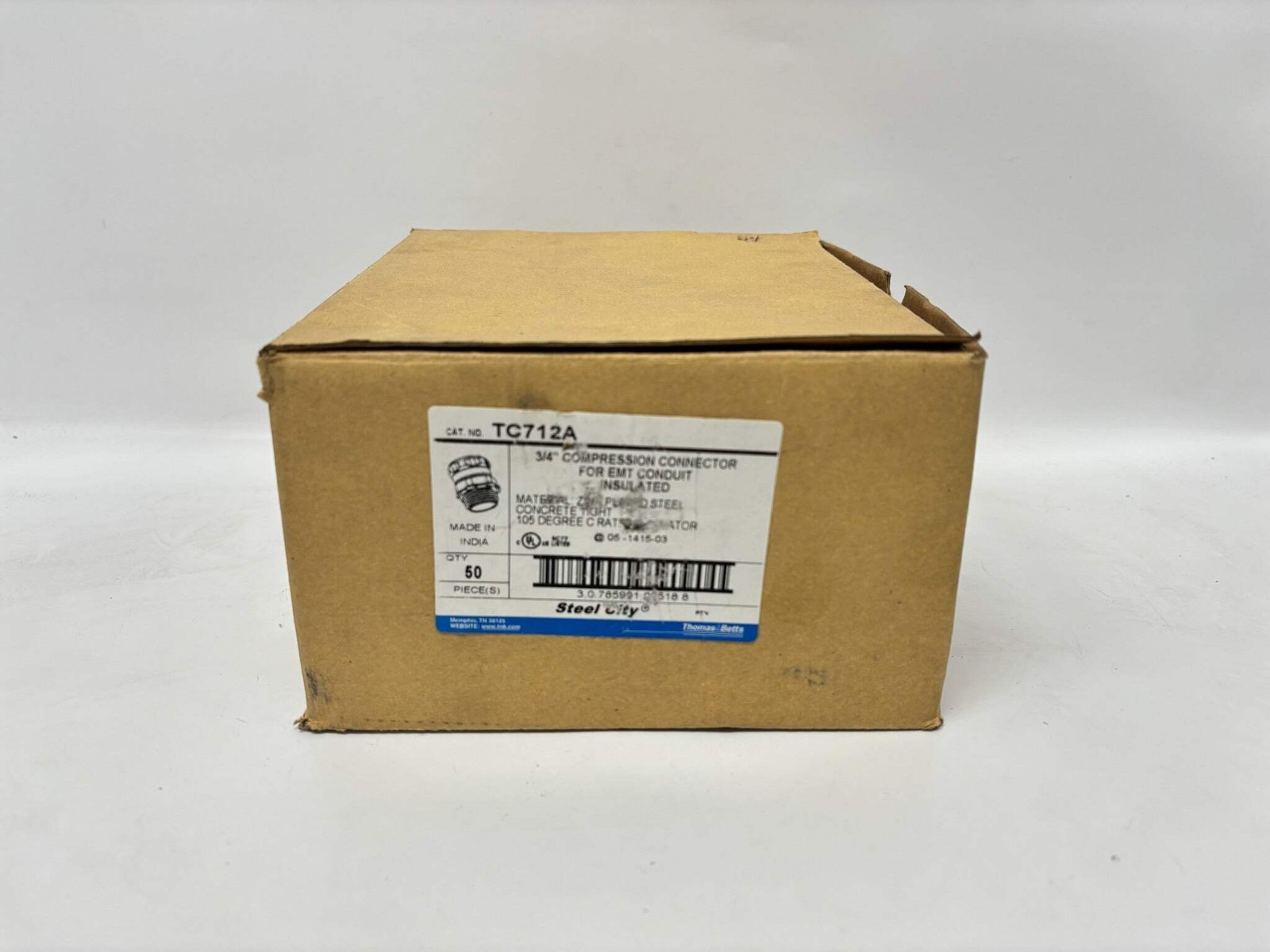 50PK Steel City TC712A 3/4" Insulated EMT Compression Connector Item image 6