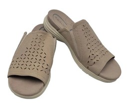 Aravon Beaumont Peep Dove Slides Womens Size 7B Comfort Sandals CH1993 - £34.89 GBP