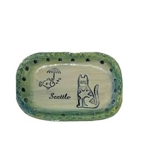 Hand Made Ceramic Cat Trinket Dish Cat Dish Ceramic Kitty Dish - £7.98 GBP