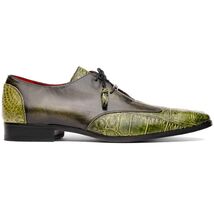 Anzio Genuine Alligator and Calfskin Dress Derby Shoes Rustic Green image 2