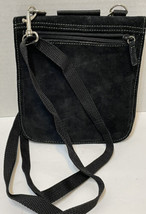 Wilson Leather Suede Leather Unisex Black Crossbody Wallet 6 x 6.5 inches - £14.58 GBP