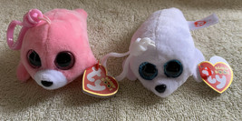 TY Seal Pups BEANIE BOOS 3” Mini Backpack Key Bag Clip ICY &amp; PIERRE MWMT... - £11.00 GBP