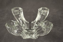 Vintage Scandinavian Art Crystal Four Arm 4 Lite Taper Candle Holder Cen... - £30.59 GBP