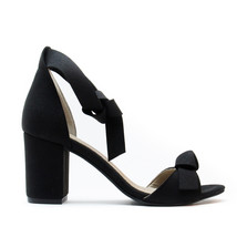 Women heels shoes sandals vegan suede black ankle knot open toe strap elegant - £100.59 GBP