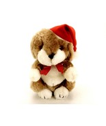 Brown  &amp; White Bunny Wearing Santa Hat, Vintage Dan Brechner Christmas P... - $33.44 CAD