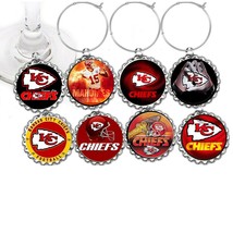 Kansas city Chiefs decor party wine glass cup charms markers 8 party favors - £8.62 GBP
