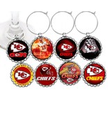 Kansas city Chiefs decor party wine glass cup charms markers 8 party favors - £8.53 GBP
