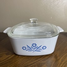 VTG Corning Ware A 1 1/2 B blue cornflower 1 1/2 Qt Casserole w/clear lid - $12.19