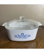 VTG Corning Ware A 1 1/2 B blue cornflower 1 1/2 Qt Casserole w/clear lid - $12.19