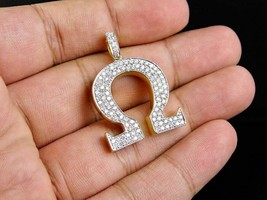 Uomo 1.30 Carati Taglio Rotondo Diamanti Finti Ciondolo 14k Placcato Oro Giallo - £104.31 GBP