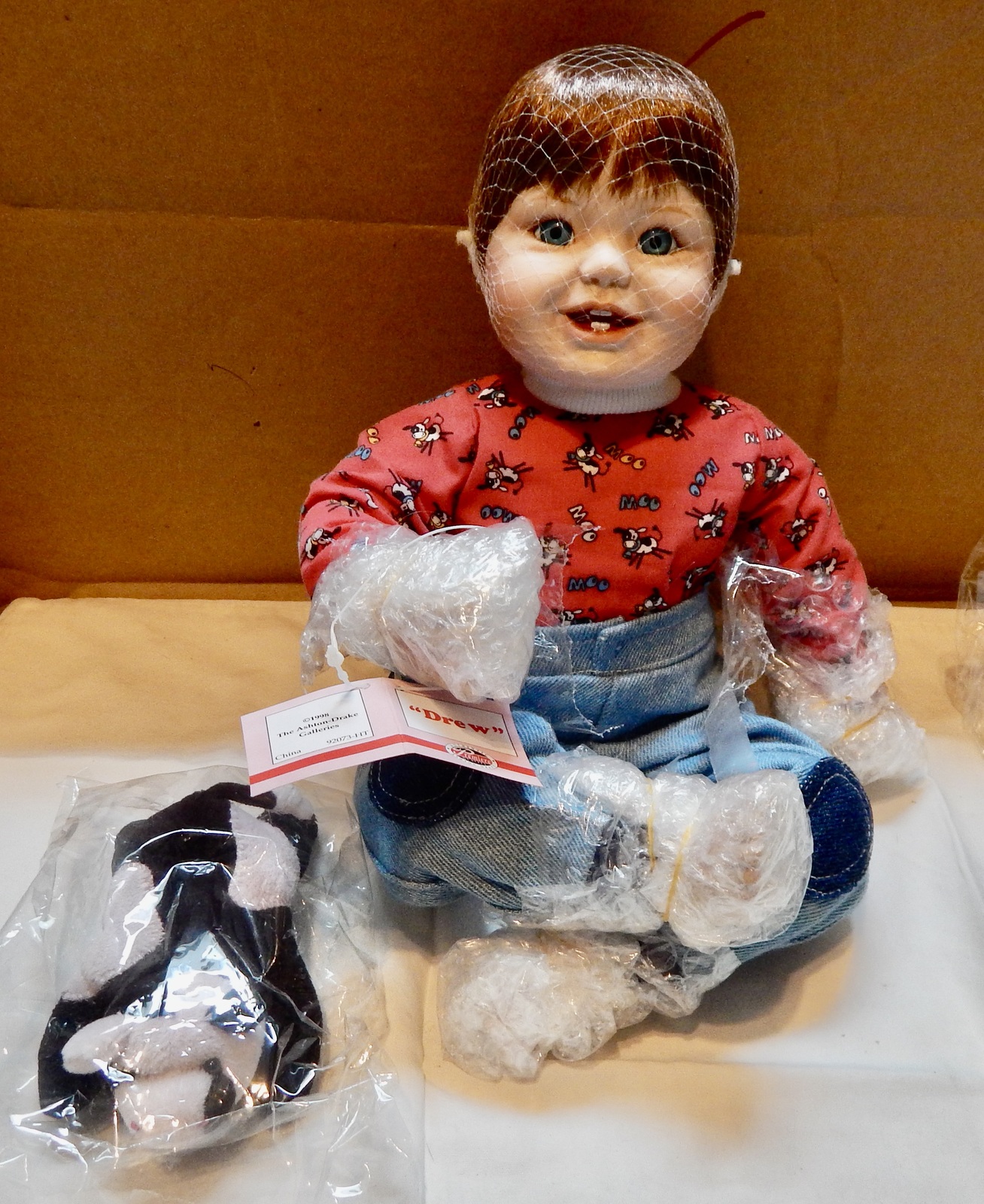 Ashton-Drake Galleries Drew Bean Bag Farm Boy Doll 1998 NIB By Regina Clark 277M - $45.99