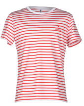 Moschino Swim White Striped Cotton Men&#39;s T-Shirt Shirt Size 2XL - £66.07 GBP