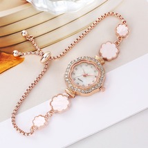 Women&#39;s Bracelet Watch Fashionable, Crystal Design with Floral Shell - £20.09 GBP