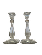 Set Of 2 Clear Candlestick Tapered Candle Holder 8 Inch Tall Base 4 Inches - £19.65 GBP