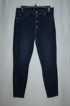 7 For All Mankind Jeans Women&#39;s Size 30 30X27 Dark Blue Wash Denim Butto... - $27.00