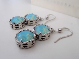 Pacific Opal Swarovski Drop Earrings / Handmade Art Deco Filigree Jewelry / Blue - £27.11 GBP