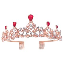 Pink Baroque Royal Queen Gold Wedding Crown Crystal Princess Tiara Headbands XX9 - £11.55 GBP
