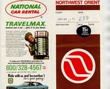 Northwest Orient Airlines Ticket Jacket National Car Rental 1971 - $17.82