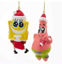 Kurt Adler Spongebob Squarepants and Patrick with Santa Hats Ornaments Set of 2 - £15.02 GBP