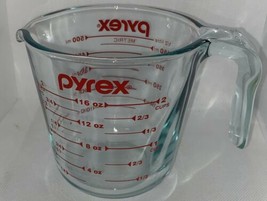 PYREX 2 Cup 16 Oz 1/2 Ltr 500 ml Blue Glass Measuring Cup L Handle Red Letter - £13.84 GBP