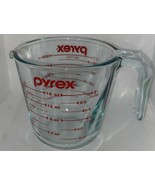 PYREX 2 Cup 16 Oz 1/2 Ltr 500 ml Blue Glass Measuring Cup L Handle Red L... - $24.01 CAD