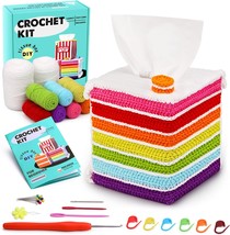Crochet Kit for Beginners Adults Knitting Starter Kit Tissue Box Cover H... - $20.83