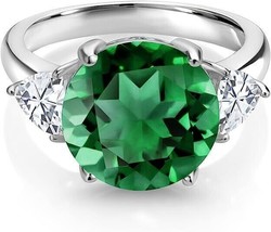 925 Sterling Silver Natural Certified 4Ct Emerald Stone Cluster Ring For Beloved - £64.02 GBP