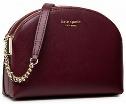 NWB Kate Spade Spencer Burgundy Leather Dome Crossbody K4562 $198 Dust Bag FS - £87.57 GBP
