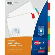 Avery Big Tab Insertable Dividers Buff Paper 8 Multicolor Tabs 1 Set 11192 - $7.99