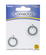 Jewelry Connectors Circle Silver and Turquoise 2cm - $19.56