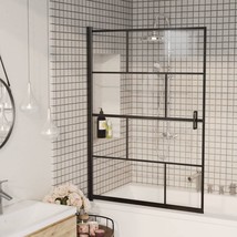 vidaXL ESG Shower Enclosure 39x55 Black Frameless Glass Door - $260.49