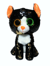 TY Flippables JINX Black Cat Halloween Sequin Plush (Medium Size - 9 in.) Toy - £23.15 GBP