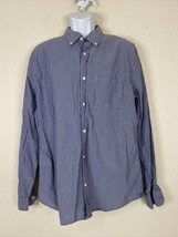 Gap Men Size L Blue Striped Button Up Shirt Long Sleeve Pocket - £5.37 GBP
