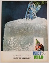 1967 Print Ad 7UP Soda Pop Seven Up Wet &amp; Wild Bubbling Glassful - £10.27 GBP