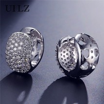 Uilz Small Round Hoop Earrings Zircon White Gold Hoop Earrings for Women Girl Fa - £10.80 GBP