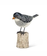 Folk Art  Bird Statue 8.5" High Resin Metal Black White Nature Standing - $35.63